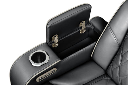 Fortuner Modern Style Upholstery Recliner Loveseat Made with Wood & Massage Function Included-Black