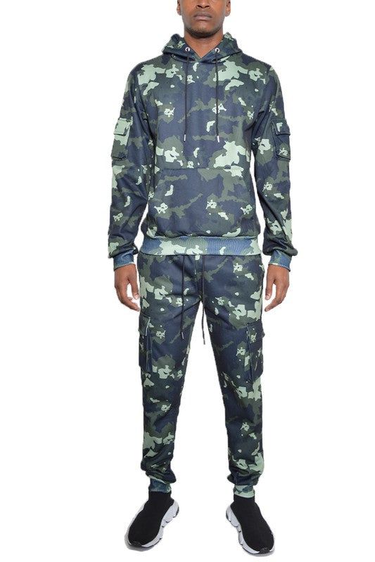 Premium Full Camo Cotton Hoodie Sweat Set - Perfect for Outdoor Adventures