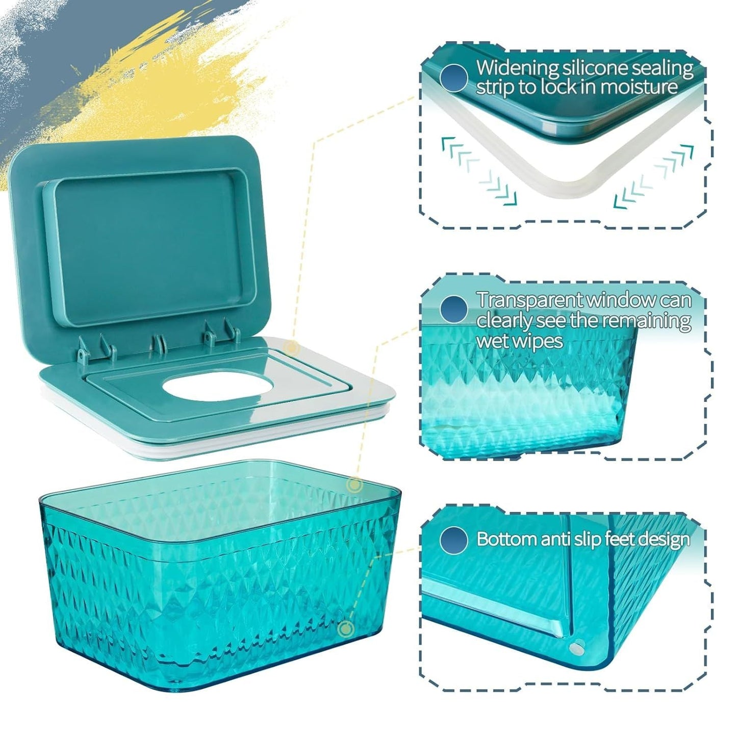 Wipes Dispenser, One-Handed Operation Wipe Holder for Baby & Adult, Seal-Designed Wipes Container for Bathroom Keep Diaper Wipes Fresh