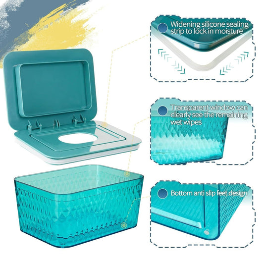 Wipes Dispenser, One-Handed Operation Wipe Holder for Baby & Adult, Seal-Designed Wipes Container for Bathroom Keep Diaper Wipes Fresh