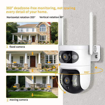 Dual eye gun ball linkage monitoring camera, panoramic+detail dual camera, high-definition security more comprehensive