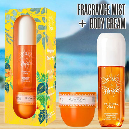 2-Piece Set, SOLO EN IBIZA Body & Hair Fragrance Mist And Body Cream Gift Box For Men And Women, Long Lasting Fragrance, 4 Different Scent, Perfect For Holiday Gifts, Dating, Daily Life, Parties