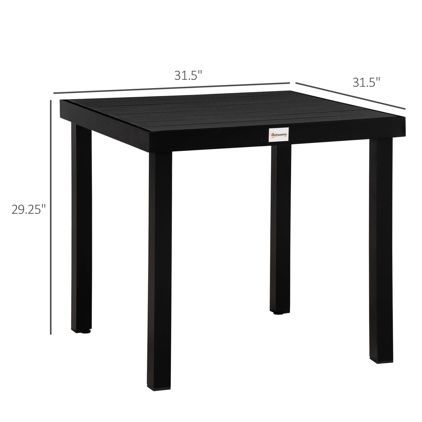Patio Dining Table 4 Rectangular Aluminum Outdoor Garden Lawn Backyard Black