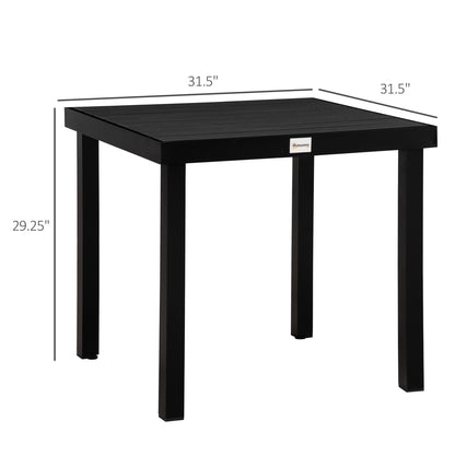 Patio Dining Table 4 Rectangular Aluminum Outdoor Garden Lawn Backyard Black