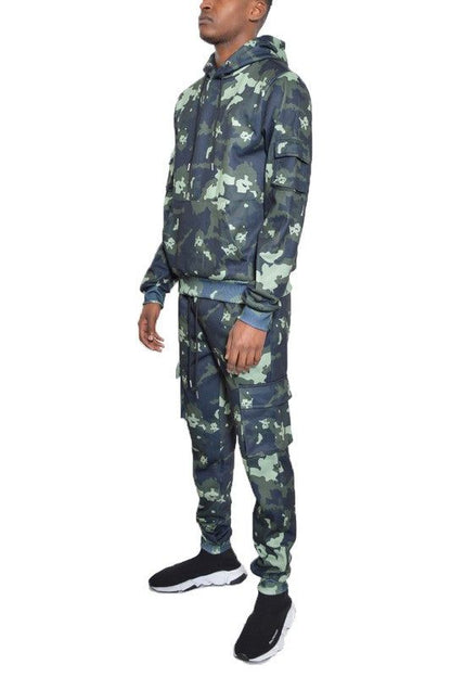 Premium Full Camo Cotton Hoodie Sweat Set - Perfect for Outdoor Adventures