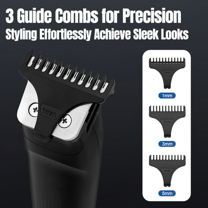 Beard Trimmer, 3 in 1 Hair Clippers and Mens Grooming Kit, Face, Nose, Ear Hair Trimmer - Black