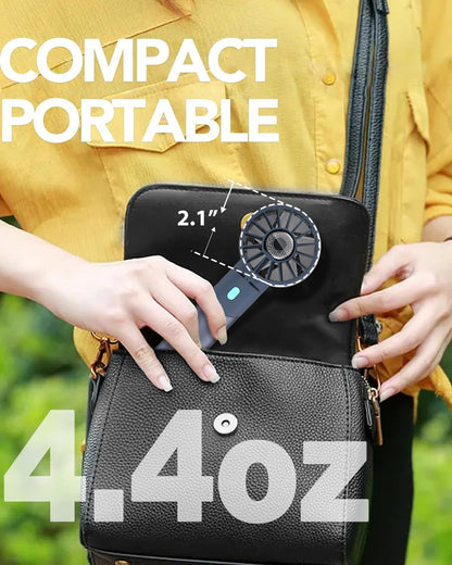 Handheld Fan, Mini Small Portable Turbo Fan, Rechargeable with 4 High Speeds Personal Fans, Max 16H Runtime, For Travel, Office, Outdoor -