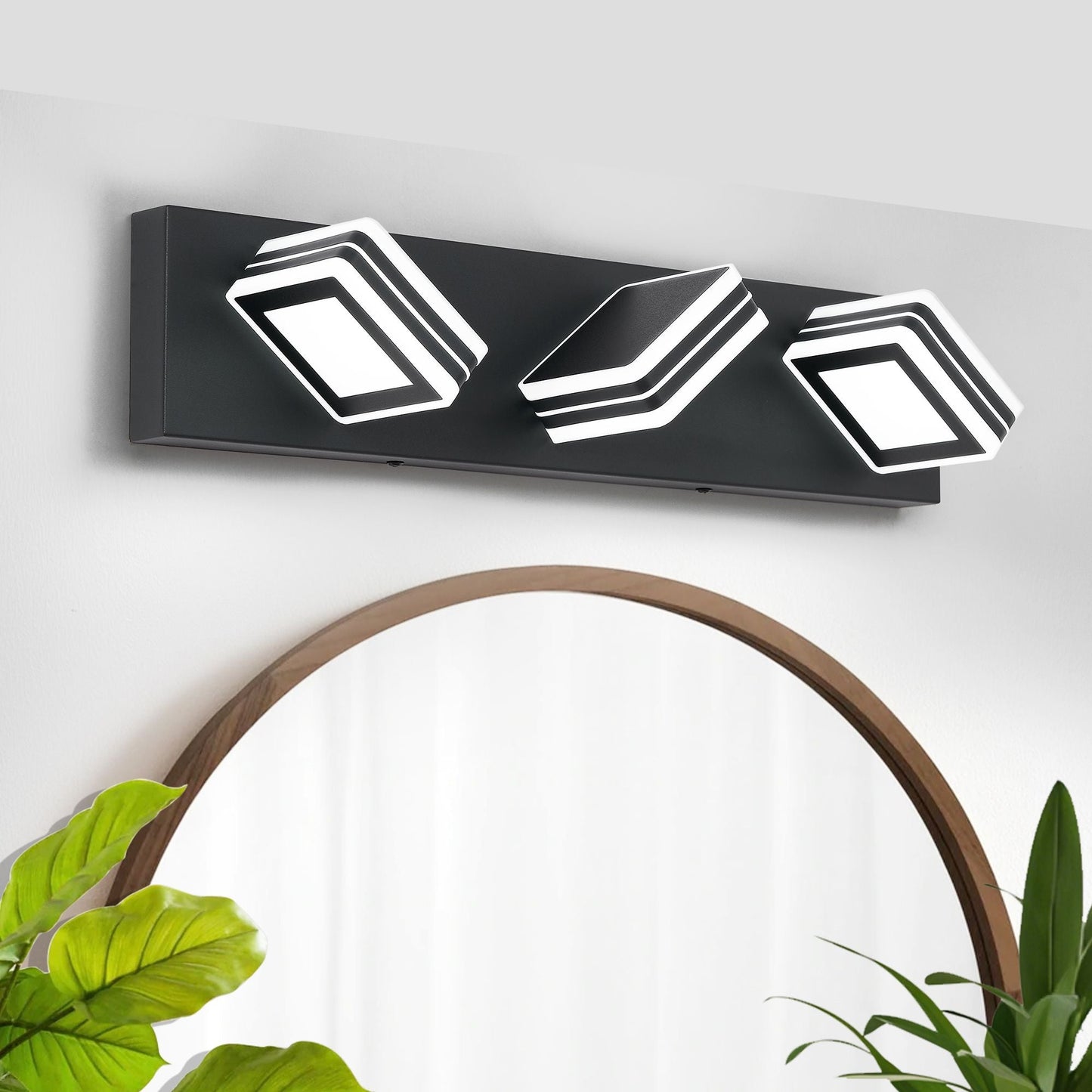Matte Black Vanity Light Fixtures 3 Lights Up and Down LED Modern Bathroom Vanity Lights Over Mirror Acrylic Black Bath Wall Lighting