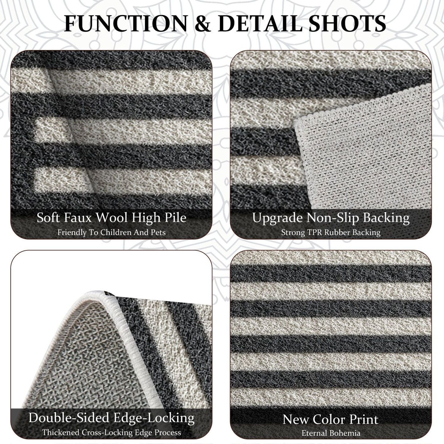 Three-piece kitchen rug set, non-slip and washable, abstract pattern kitchen hallway rug, soft and comfortable, suitable for sinks, floors, entrances, hallways and bathrooms.