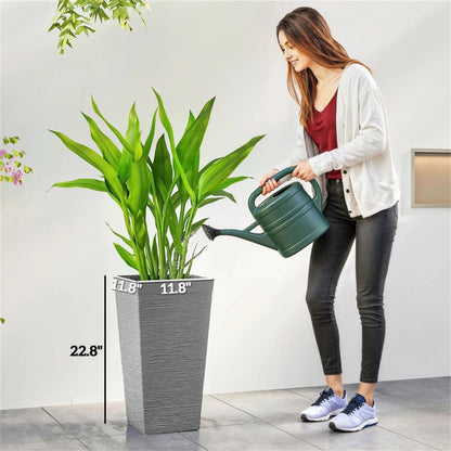 A set of 3 outdoor flower pots, conical flower pots, gray, very suitable for deep rooted plants or small trees