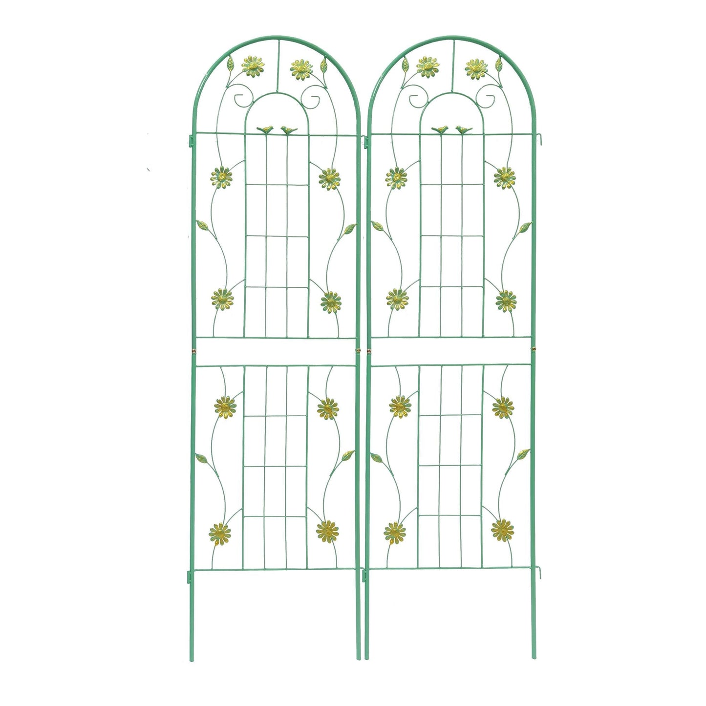 2 Pack 71" x 19.7" Metal Garden Trellis Rustproof Trellis for Climbing Plants Outdoor Flower Support Wrought Iron Ivy Vine Cucumbers Decorative(Green)