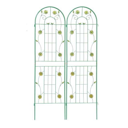 2 Pack 71" x 19.7" Metal Garden Trellis Rustproof Trellis for Climbing Plants Outdoor Flower Support Wrought Iron Ivy Vine Cucumbers Decorative(Green)