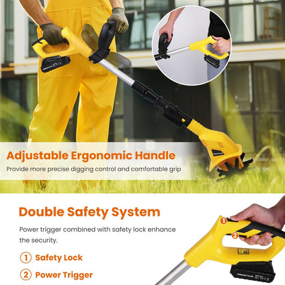 20V Cordless Tiller Cultivator, 250RPM Electric Garden Tiller Depth Garden Rototiller for Lawn/Gardening/Soil Cultivation