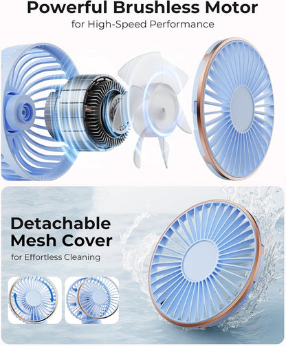 Portable Handheld Fan, Portable Fan Rechargeable, 4000mAh, 180° Adjustable, 6 Speed Wind, Display Electricity in Real Time, USB Rechargeable Foldable F an, Quiet Personal Fan as Power Bank
