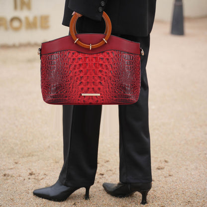 MKF Collection Phoebe Faux Crocodile Embossed Vegan Leather Women Tote with Wristlet Wallet Bag by Mia k