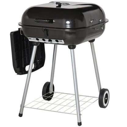 Charcoal barbecue grill, backyard picnic cookware, black