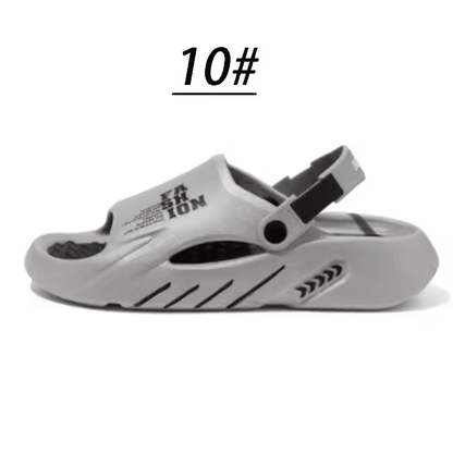 Platform Men's EVA Clog Slippers, Trendy Hole Design Mule Slides with Back Strap, Cushioned Elevated Casual Shoes for Summer, Streetwear, Indoor, Outdoor