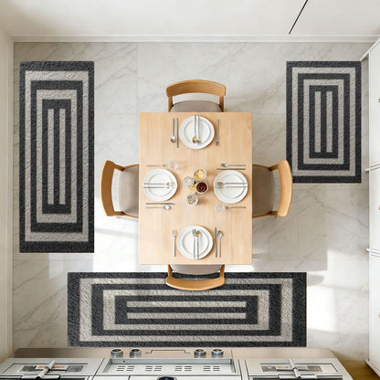 Three-piece kitchen rug set, non-slip and washable, abstract pattern kitchen hallway rug, soft and comfortable, suitable for sinks, floors, entrances, hallways and bathrooms.