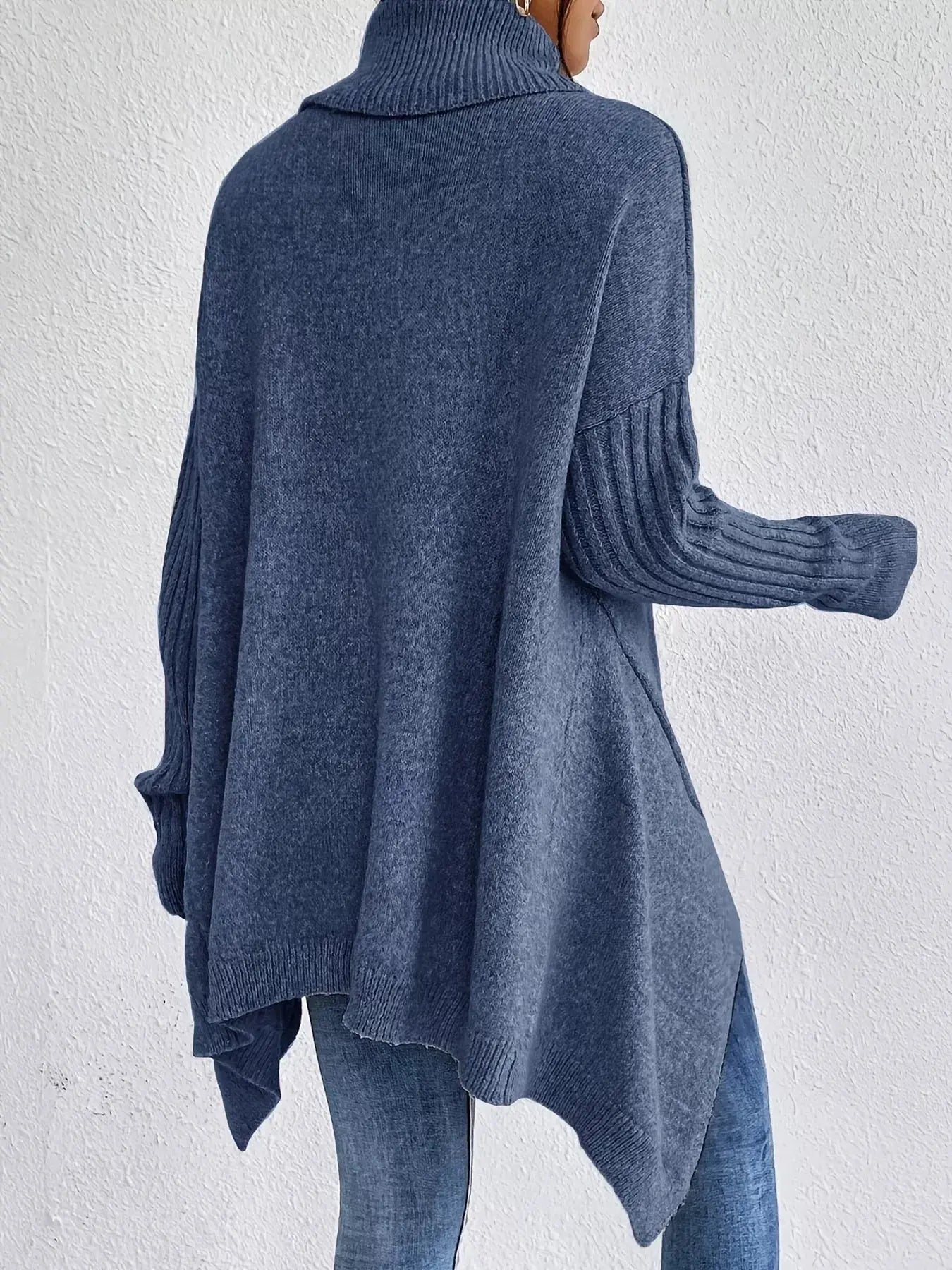 Turtleneck High-Low Hem Sweater