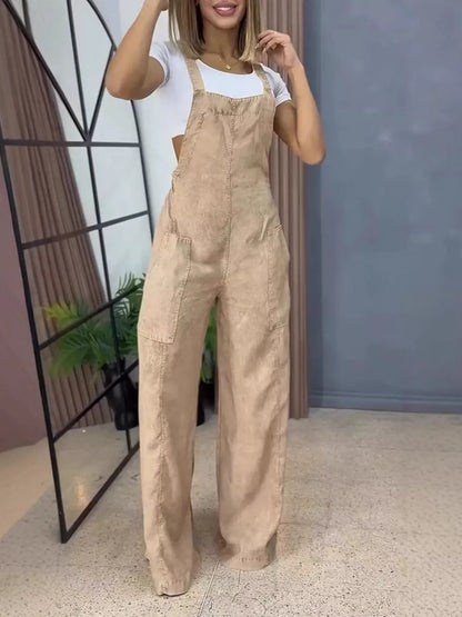 Full Size Vintage Wash Wide Leg Denim Overalls Plus Size