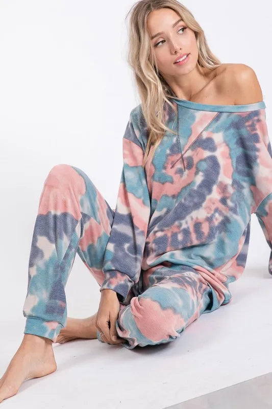 BiBi Tie Dye French Terry Casual Pants