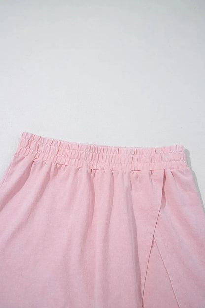 Mineral Wash Cotton Tank Top and Slit Skort Set