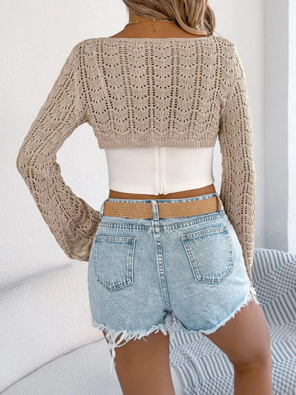 Long Sleeve Crochet Knit Cover Up