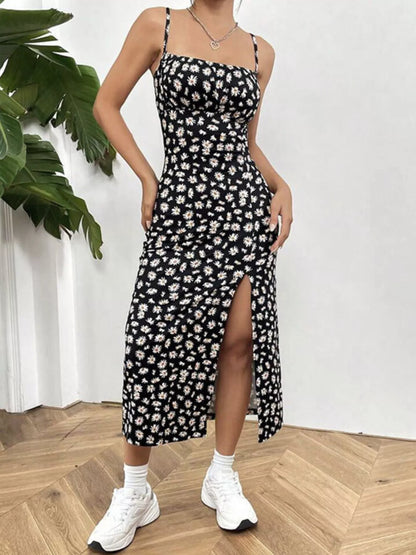 Slit Spaghetti Strap Midi Dress