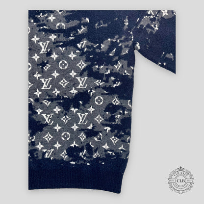 LOUIS VUITTON DISTRESSED FLOCK MONOGRAM LOGO - NAVY