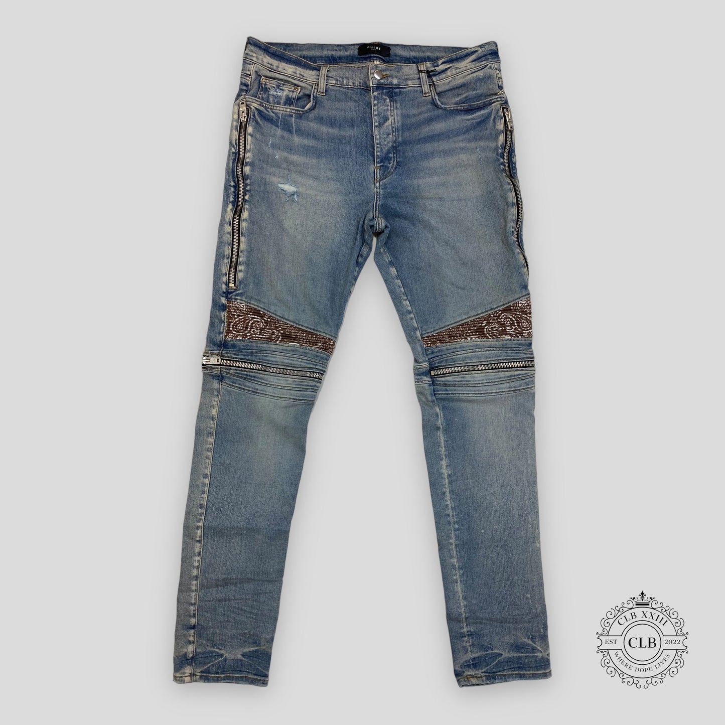 AMIRI MX2 BROWN BANDANA JEANS - CLAY INDIGO