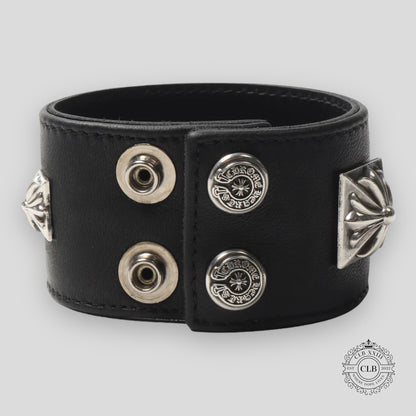 CHROME HEARTS WIDE LEATHER BRACELET - BLACK
