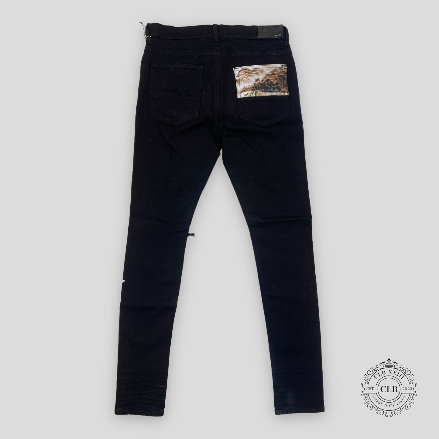 Amiri Hawaiian Star Art Patch Jeans in Black