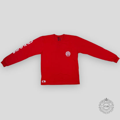 CHROME HEARTS HORSESHOE LOGO LONG SLEEVE TEE - RED