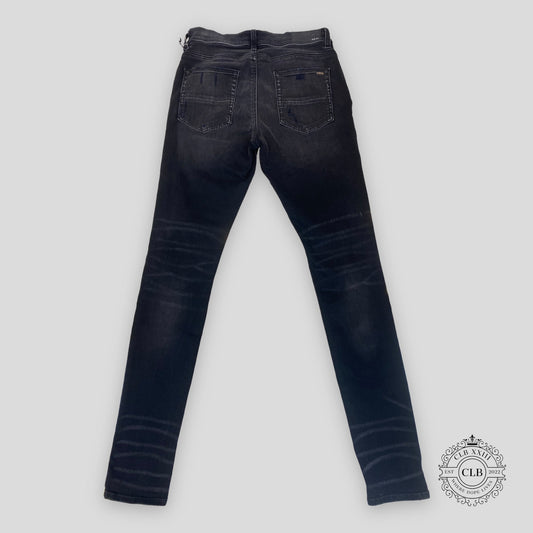 Amiri MX1 Black Bandana Patch Jeans in Aged Black