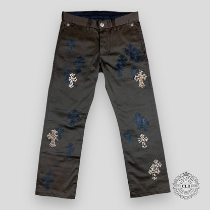 CHROME HEARTS CROSS PATCH CHINO PANTS - BROWN