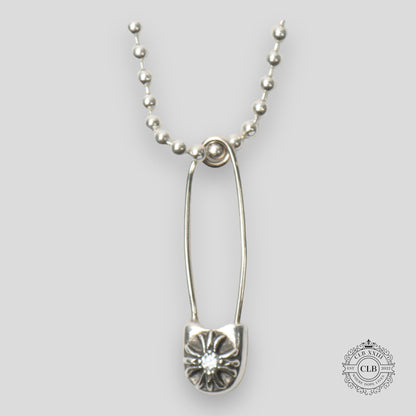 CHROME HEARTS DIAMOND EMBELLISHED PAPER CLIP PENDANT