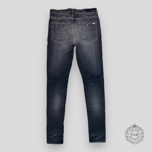 AMIRI MX1 BLACK LEATHER PATCH JEANS - GREY