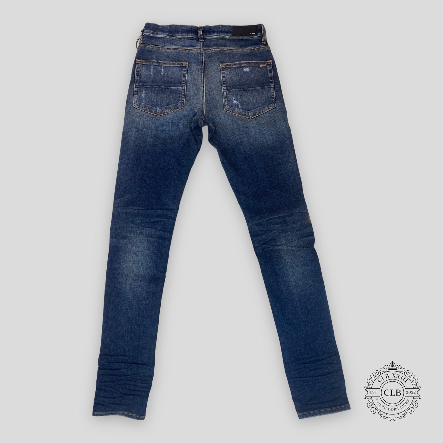 AMIRI MX1 RED BANDANA PATCH JEANS - DEEP CLASSIC INDIGO