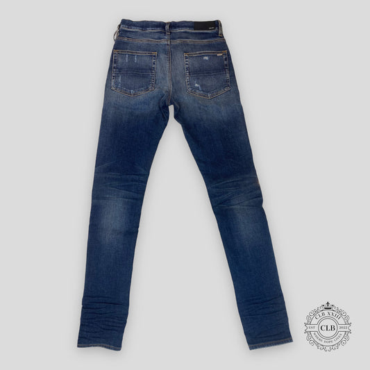 AMIRI MX1 RED BANDANA PATCH JEANS - DEEP CLASSIC INDIGO