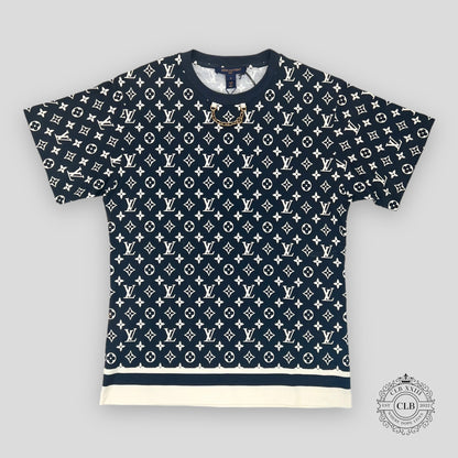 LOUIS VUITTON STRIPE ACCENT MONOGRAM T-SHIRT - DARK NAVY