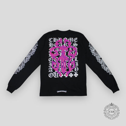 CHROME HEARTS DAGGER LONG SLEEVE TEE - BLACK / PINK