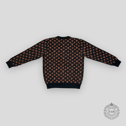 LOUIS VUITTON MONOGRAM KNIT SWEATER - GREY/ORANGE