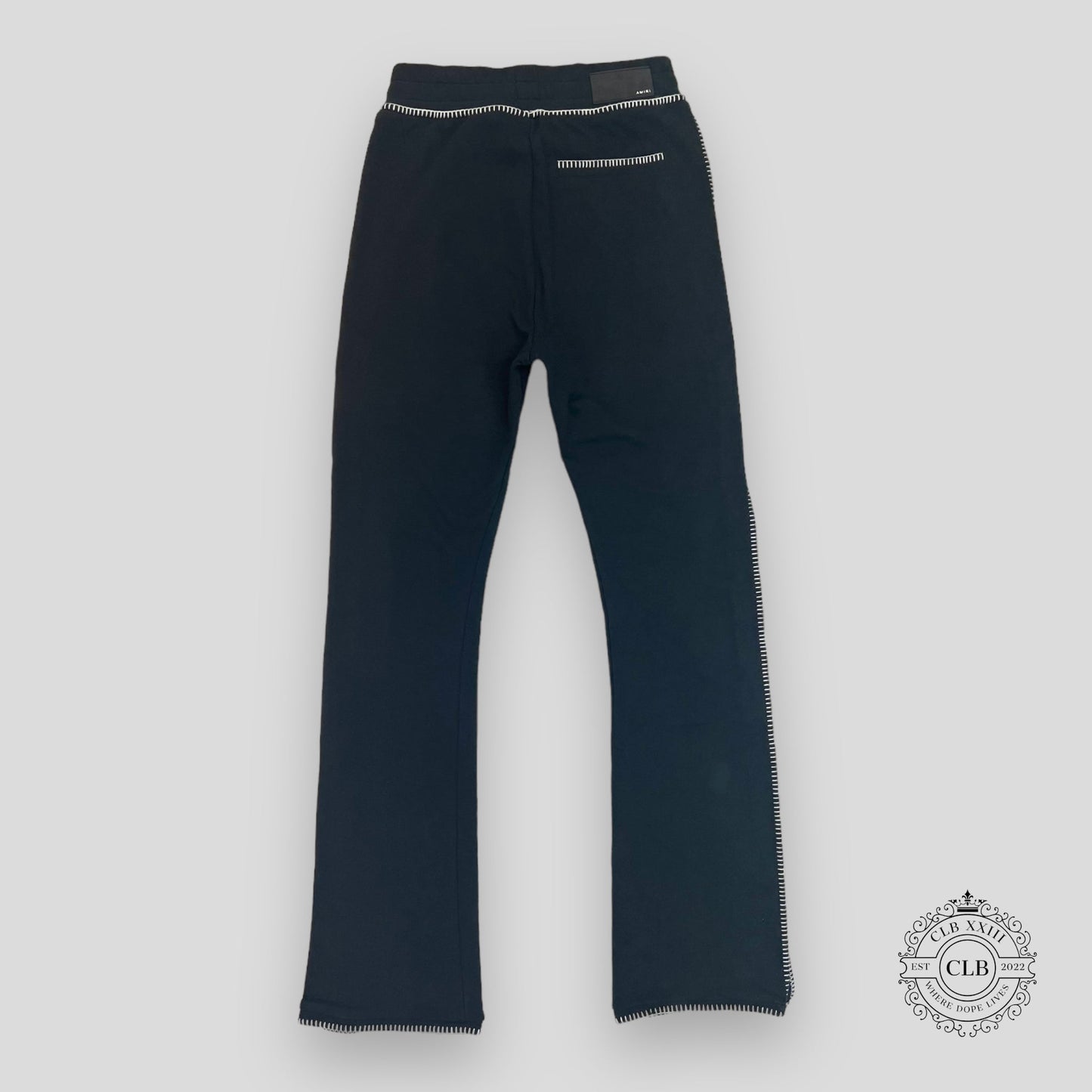 AMIRI STITCHED LOGO FLARE TROUSER - BLACK