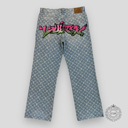 Louis Vuitton Graffiti Monogram Baggy Denim Jeans