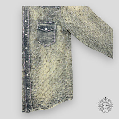 GUCCI GG JACQUARD DENIM JACKET - LIGHT BLUE