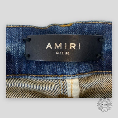 Amiri MX1 Black Bandana Patch Jeans in Deep Classic Indigo