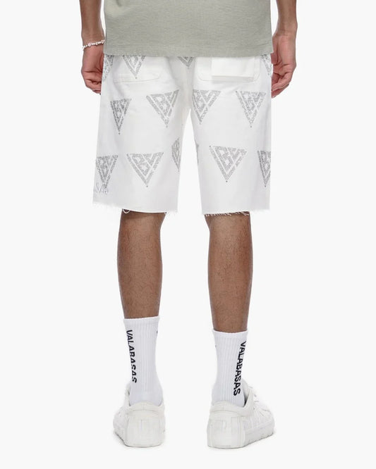 Valabasas Palace Rhinestone Shorts - White
