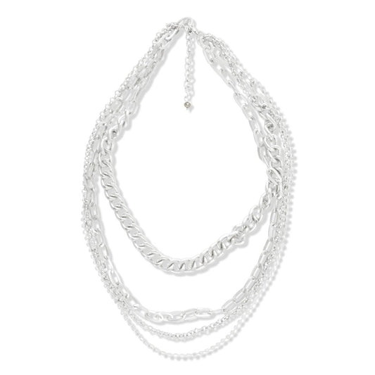 SNAZZY SILVER LAYERED NECKLACE
