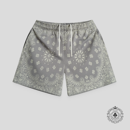 Bravest Studios Concrete Paisley Shorts in Grey